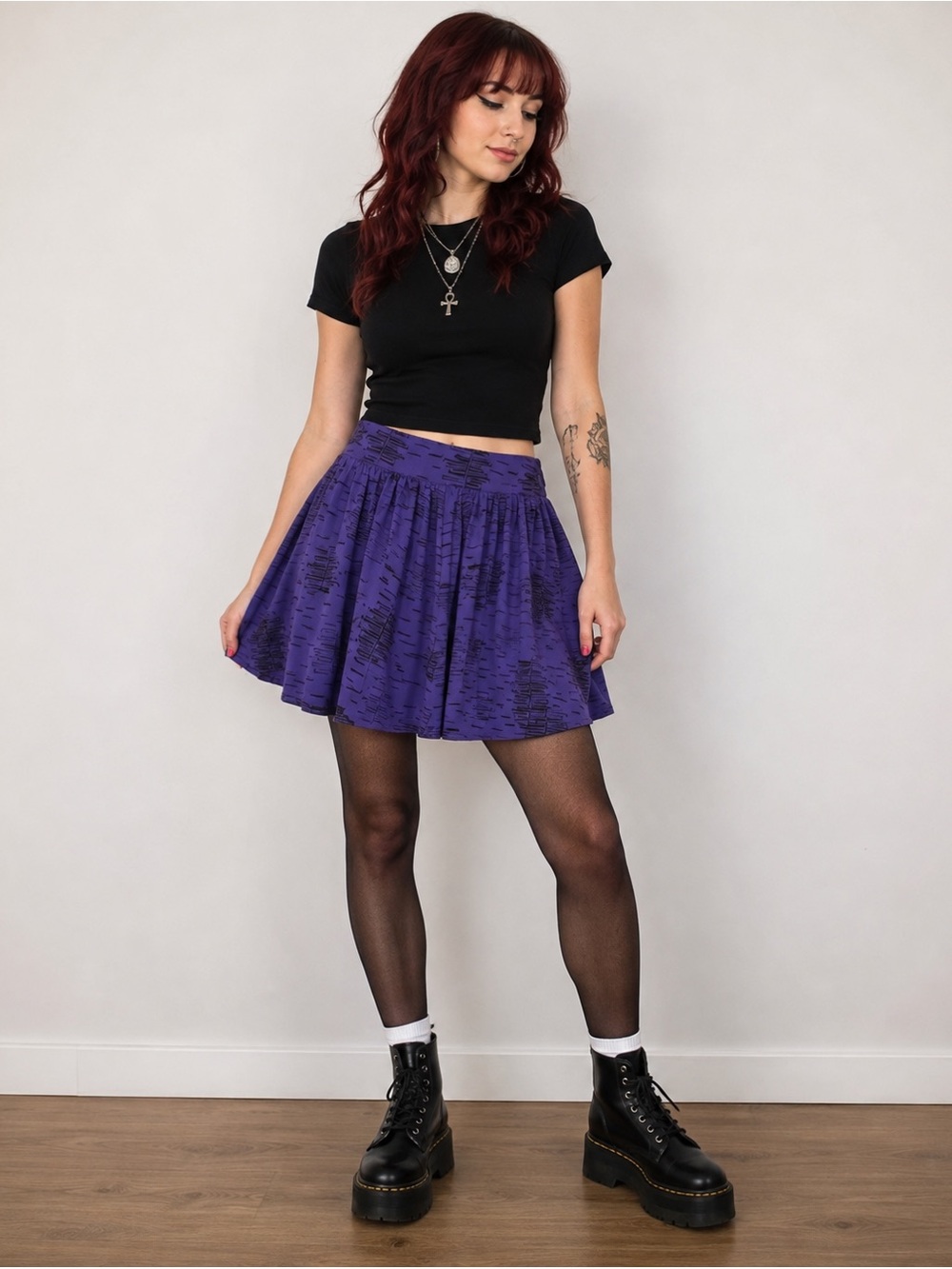 Fossil   Purple Skater Mini Skirt Size S Y2K Indie Made USA size M Pull On